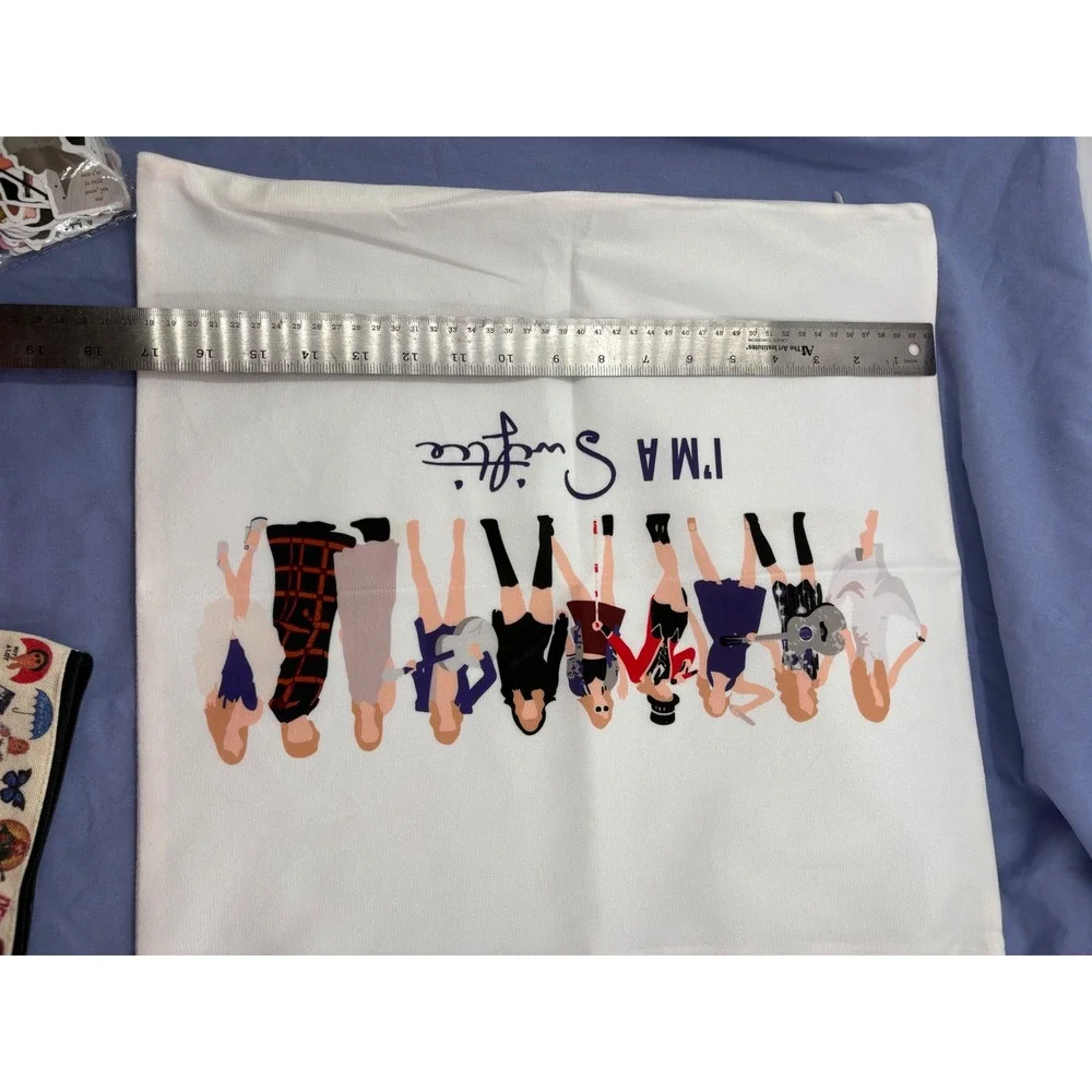 Taylor Swift Fan Bundle Eras Tour Pillow Cover Makeup Bag 75pc Sticker Pack Lot